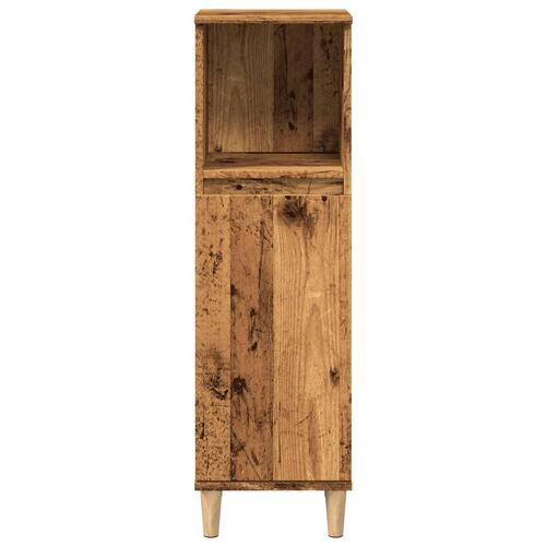 Badeværelsesskab 30x30x100 cm konstrueret træ gammelt trælook