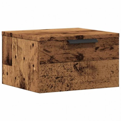 Væghængt sengebord 34 x 30 x 20 cm - antikt træ