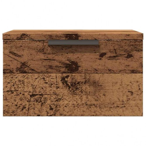 Væghængt sengebord 34 x 30 x 20 cm - antikt træ