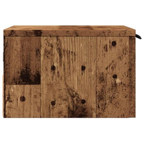 Væghængt sengebord 34 x 30 x 20 cm - antikt træ