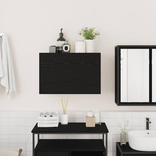 Væghængt badeværelsesskab 60x25x40 cm konstrueret træ sort