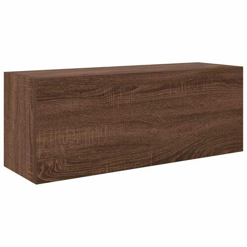 Væghængt badeværelsesskab 80x25x30 cm konstrueret træ brun eg