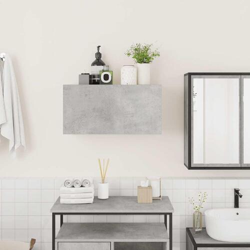 Væghængt badeværelsesskab 60x25x30 cm konstrueret træ betongrå