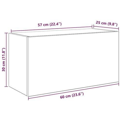 Væghængt badeværelsesskab 60x25x30 cm konstrueret træ