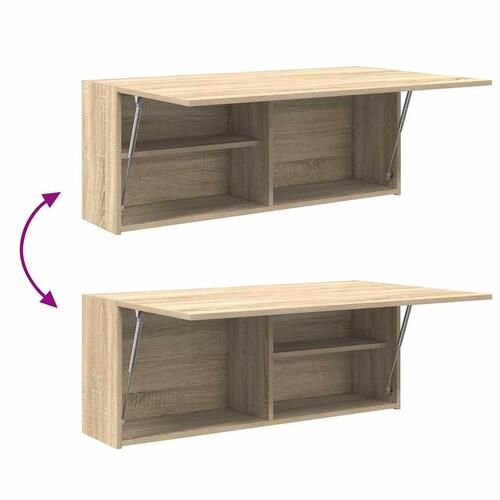 Væghængt badeværelsesskab 100x25x40cm konstrueret træ sonoma-eg