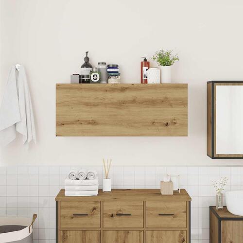 Væghængt badeværelsesskab 100x25x40 cm konstrueret træ kunsteg