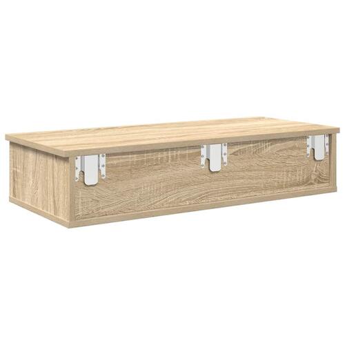 Væghylde med skuffer 80x34x17 cm konstrueret træ sonoma-eg