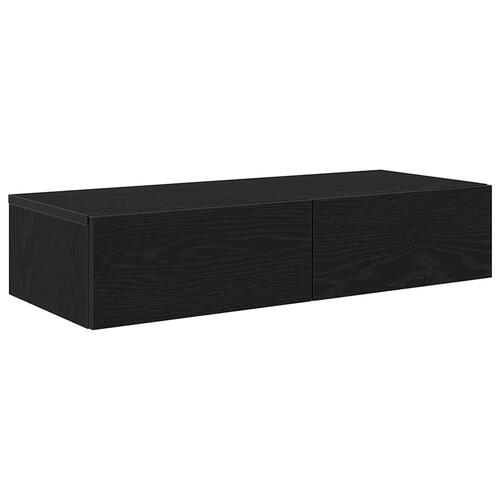 Væghylde med skuffer 80x33x17 cm konstrueret træ sort