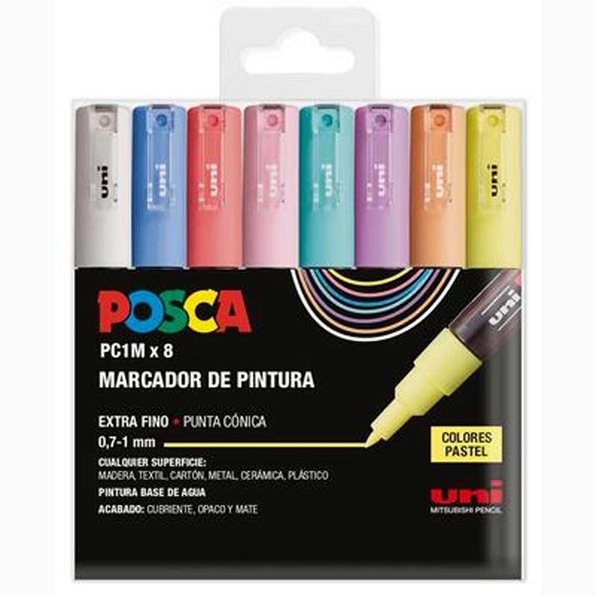 POSCA PC-1M akrylmarkere - Pastel, 0,9-1,3 mm, 8 stk.