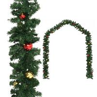 Juleguirlander 4 stk. med kugler 270 cm PVC grøn