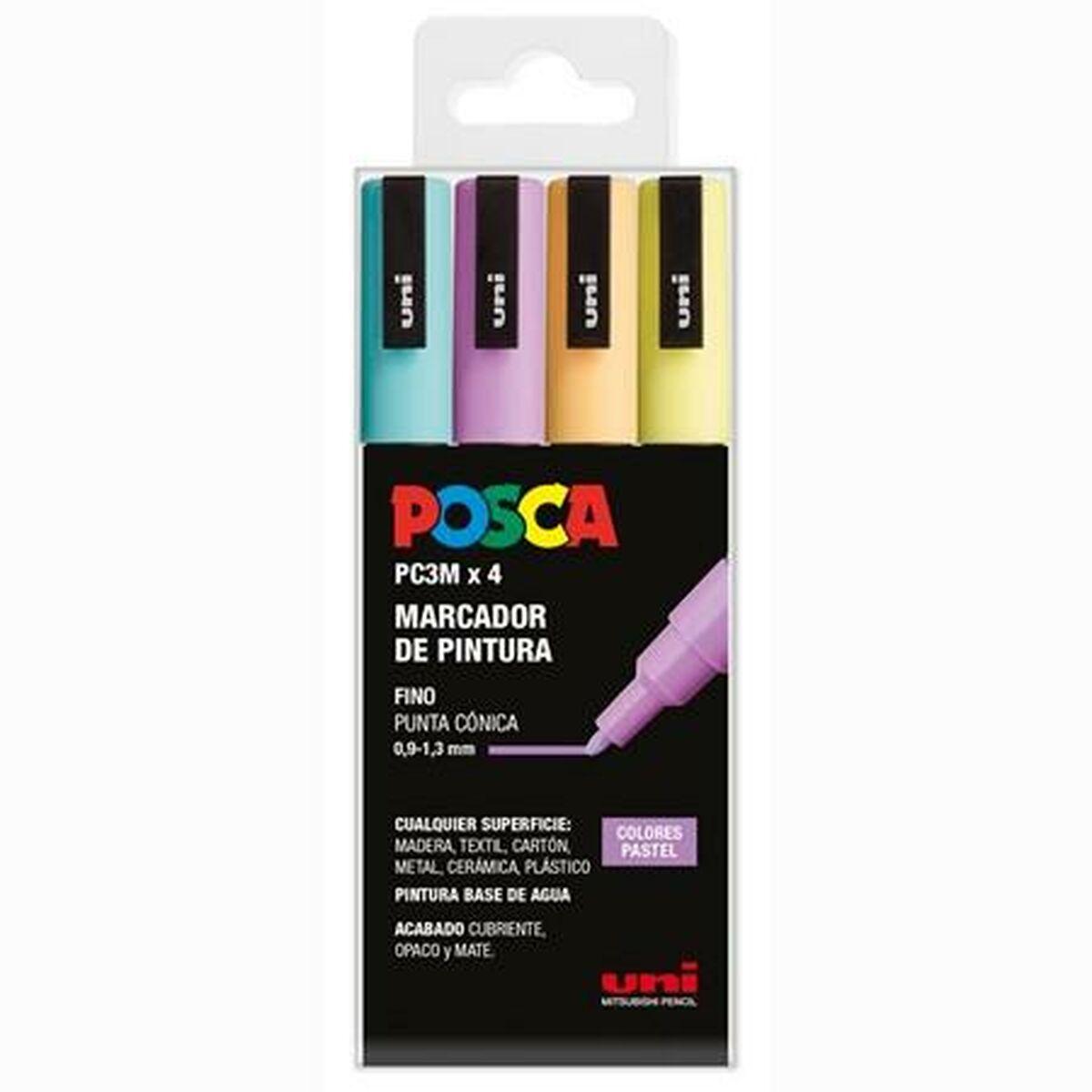 POSCA PC-3M akrylmarkere - Pastel, 0,9-1,3 mm, 4 stk.