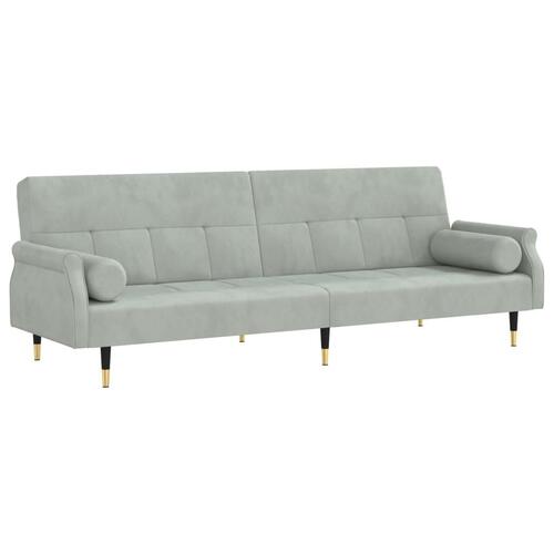 Sovesofa med hynder velour lysegrå