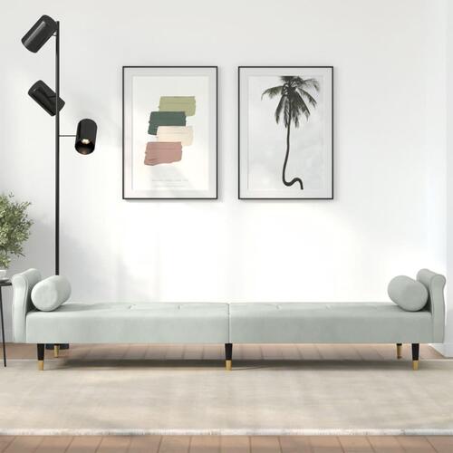 Sovesofa med hynder velour lysegrå