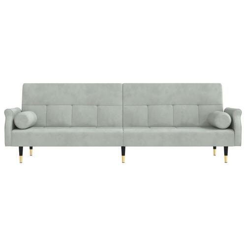 Sovesofa med hynder velour lysegrå
