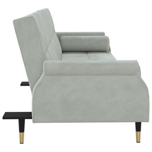 Sovesofa med hynder velour lysegrå