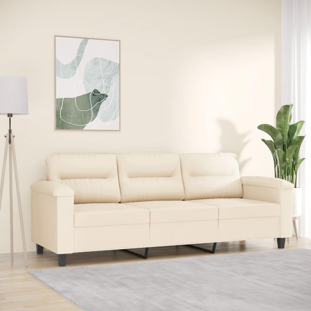 3-personers sofa 180 cm mikrofiberstof beige billede