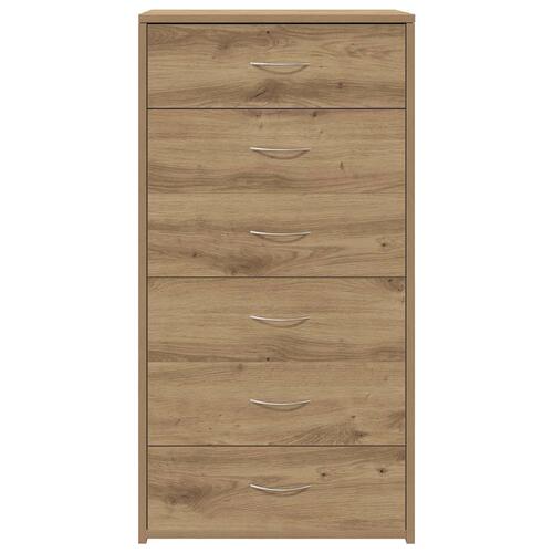 Skænk med 6 skuffer 50x34x96 cm konstrueret træ artisan egetræ
