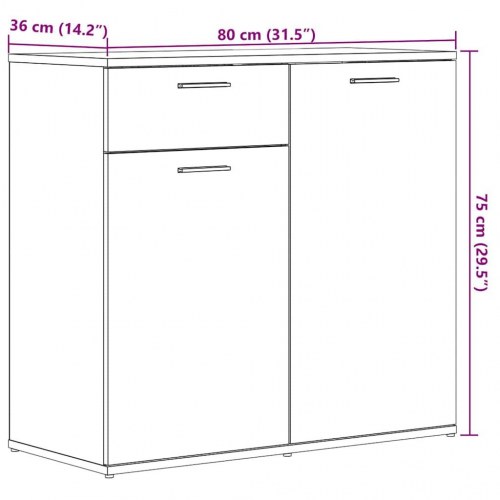 Skænk 80×36×75 cm i konstrueret træ - antikt træ