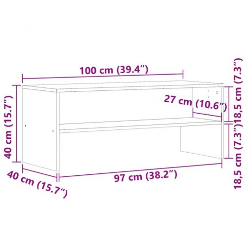 Tv-bord 100×40×40 cm i konstrueret træ - antikt træ