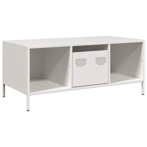 Sofabord hvid 101,5x50x43,5 cm koldvalset stål