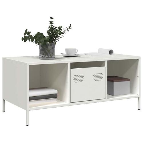 Sofabord hvid 101,5x50x43,5 cm koldvalset stål