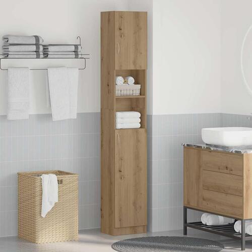 Badeværelsesskab 32x25,5x190 cm konstrueret træ kunsteg