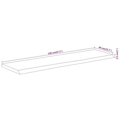 Bordplade 120x40x2,5 cm rektangulær massivt akacietræ