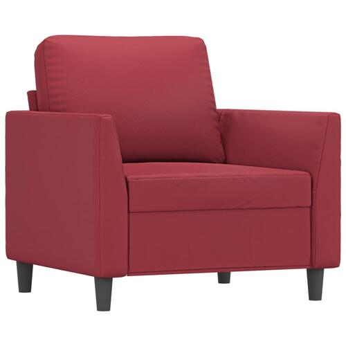 3 personers sofa med hynder kunstlæder vinrød