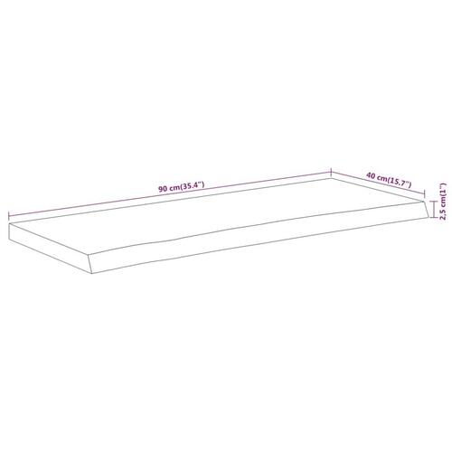 Bordplade 90x40x2,5 cm rektangulær massivt akacietræ