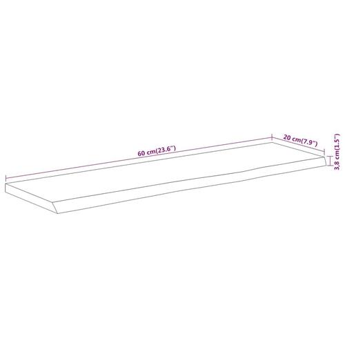 Væghylde 60x20x3,8 cm rektangulær massivt akacietræ