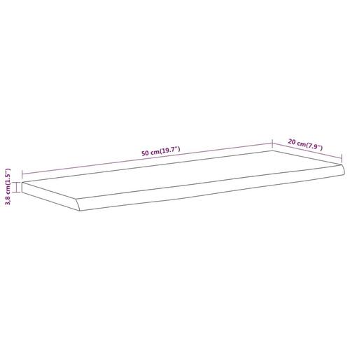 Væghylde 50x20x3,8 cm rektangulær massivt akacietræ