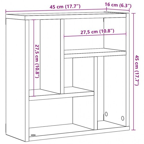 Væghylde 45×16×45 cm i konstrueret træ - gammelt træ-look