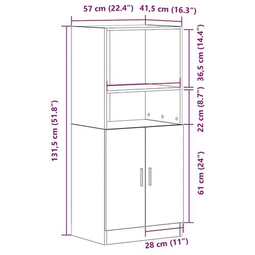 Køkkenskab 57x41,5x131,5 cm konstrueret træ grå sonoma-eg