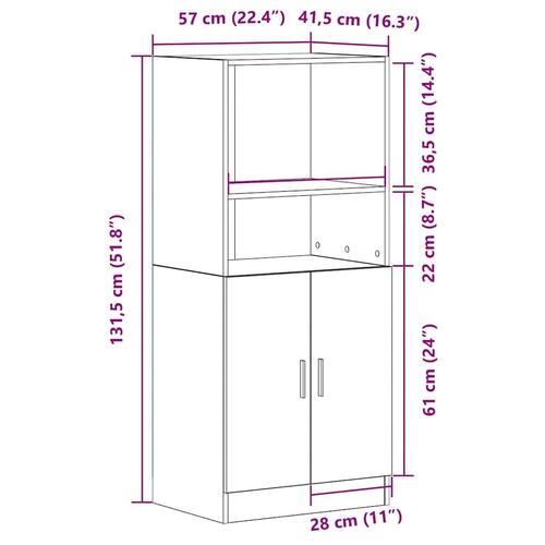 Køkkenskab 57x41,5x131,5 cm konstrueret træ betongrå
