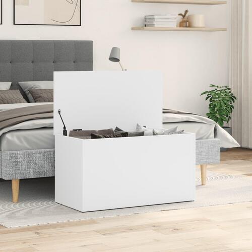 Opbevaringskasse 84x42x46 cm konstrueret træ hvid