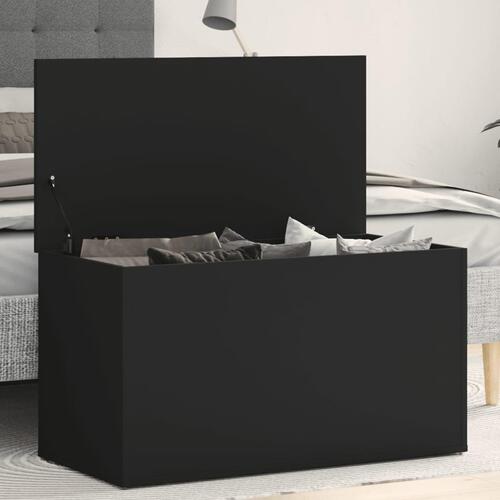 Opbevaringskasse 84x42x46 cm konstrueret træ sort