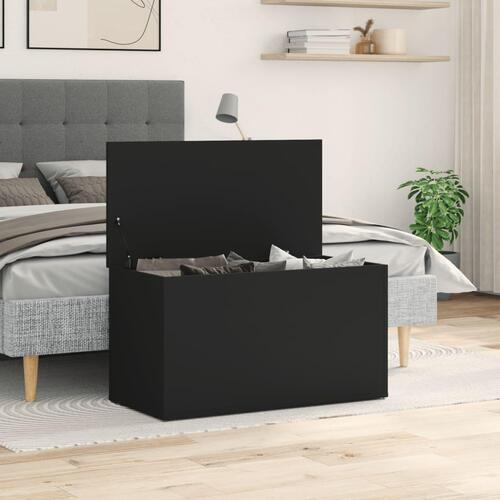 Opbevaringskasse 84x42x46 cm konstrueret træ sort