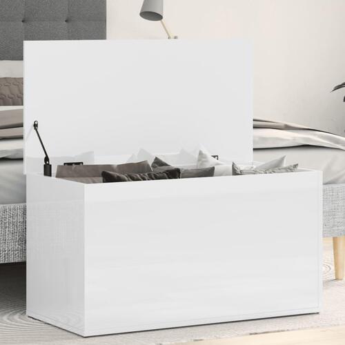 Opbevaringskasse 84x42x46 cm konstrueret træ hvid højglans