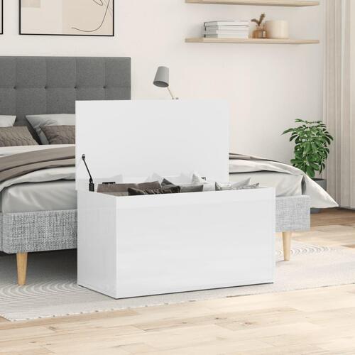 Opbevaringskasse 84x42x46 cm konstrueret træ hvid højglans