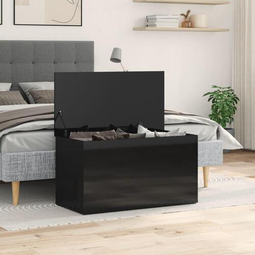 Opbevaringskasse 84x42x46 cm konstrueret træ sort højglans