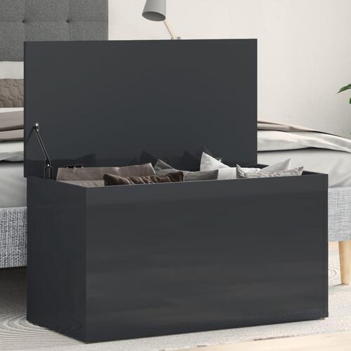 Opbevaringskasse 84x42x46 cm konstrueret træ grå højglans