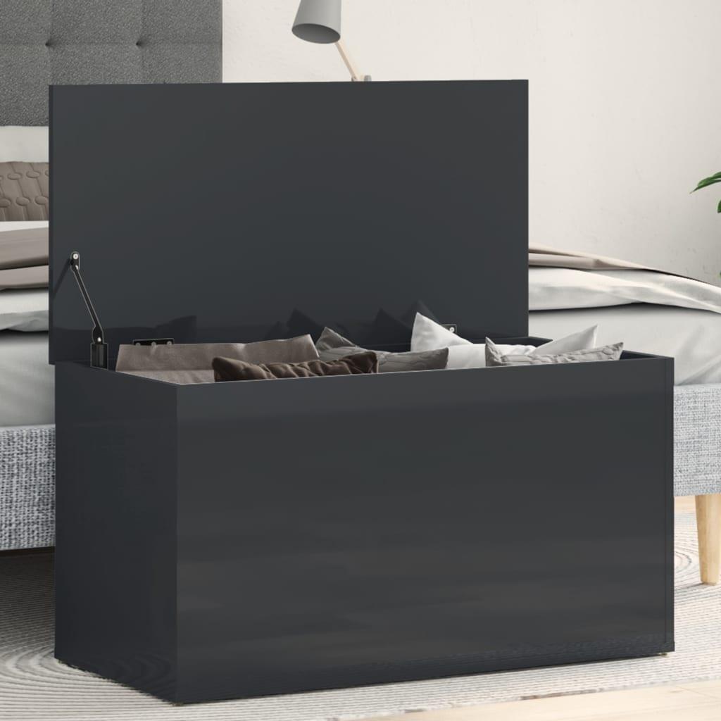 Opbevaringskasse 84x42x46 cm konstrueret træ grå højglans