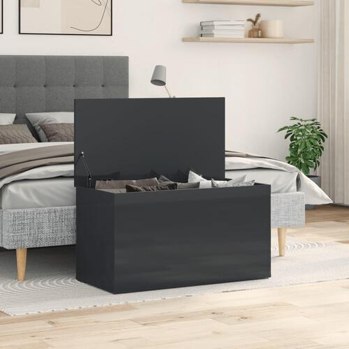 Opbevaringskasse 84x42x46 cm konstrueret træ grå højglans
