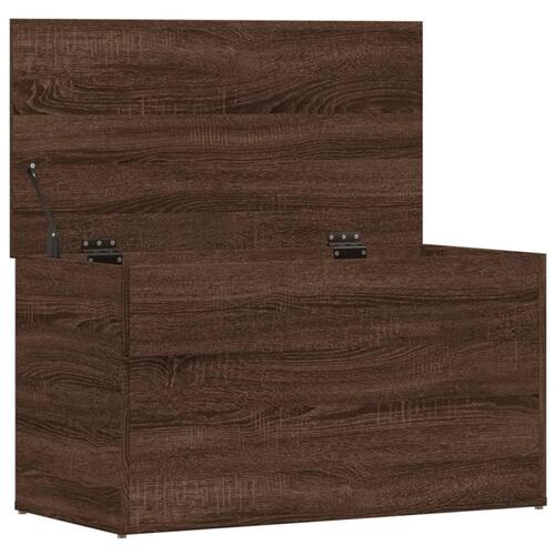 Opbevaringskiste 84x42x46 cm konstrueret træ brun egetræsfarve