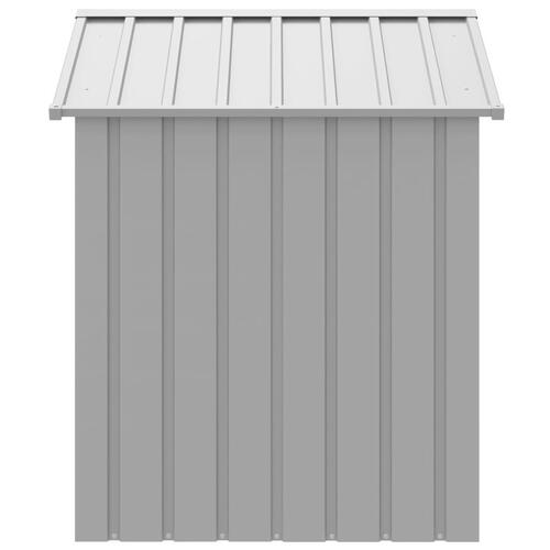 Hundehus med tag 117x103x123 cm galvaniseret stål lysegrå