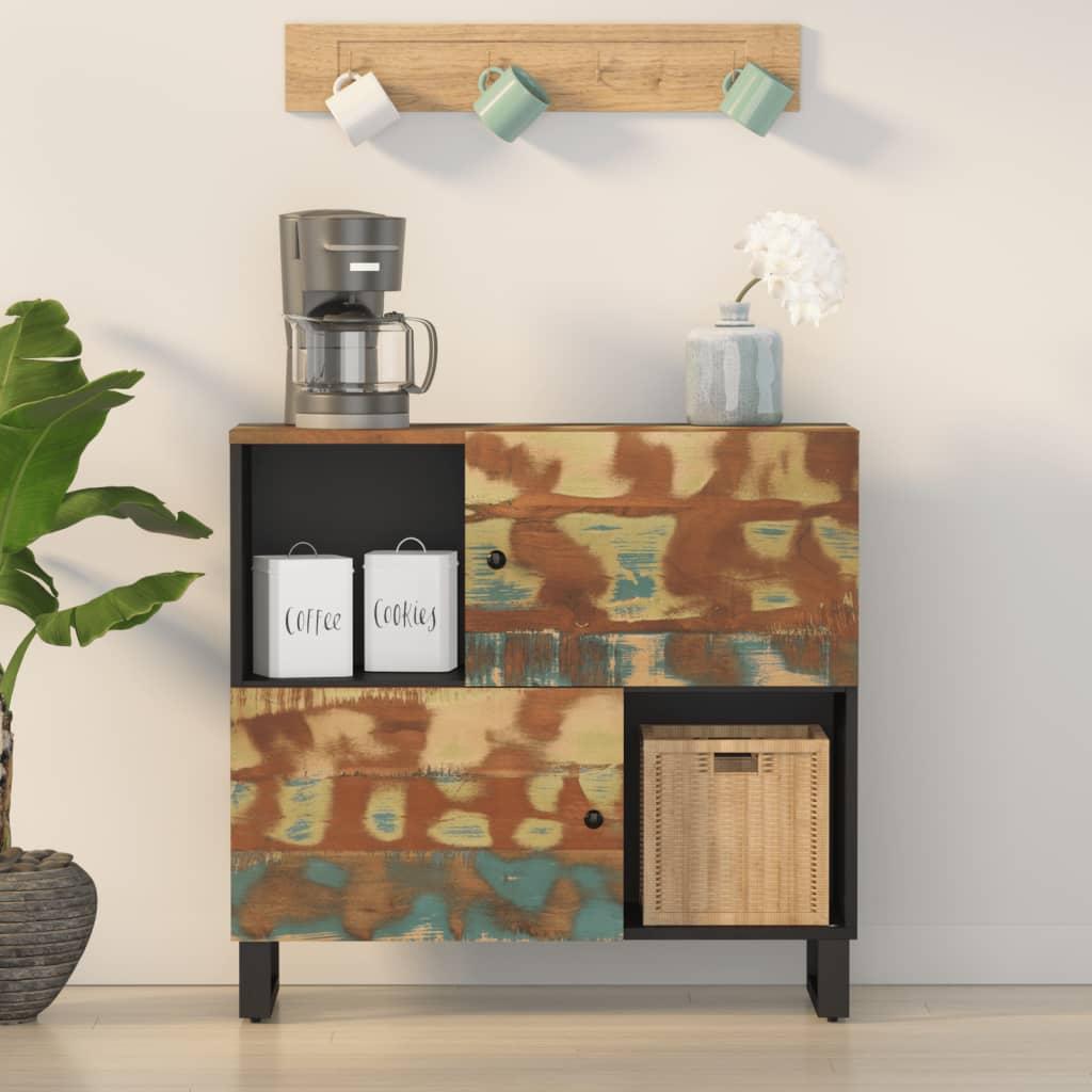 Skænk med 2 låger 80x33x75 cm massivt genbrugstræ