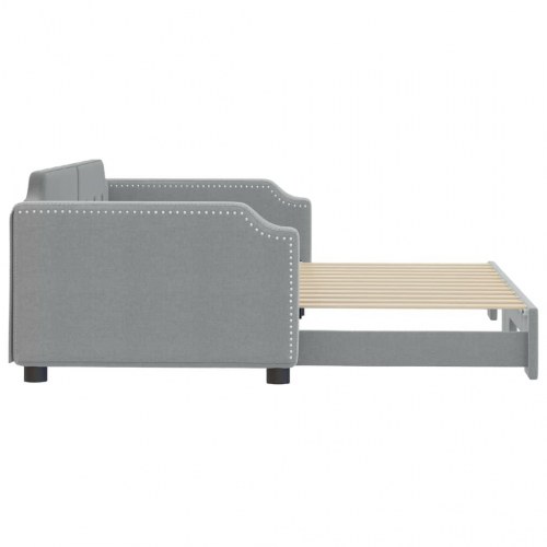 Daybed med udtræk 100×200 cm - stof, lysegrå