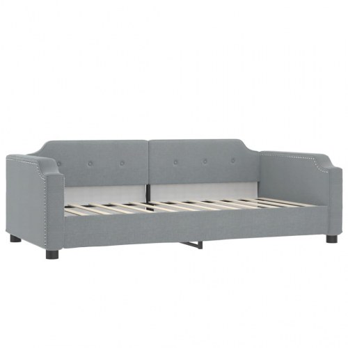 Daybed med udtræk 100×200 cm - stof, lysegrå
