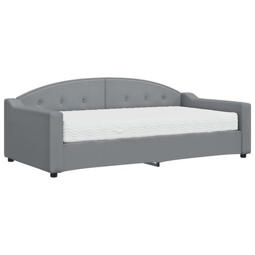 Daybed med madras 90x190 cm stof lysegrå