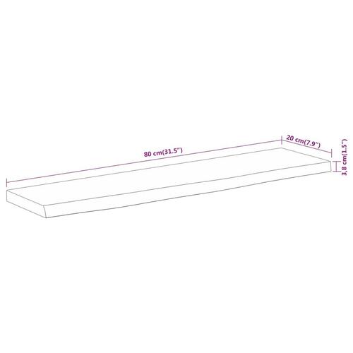Væghylde 80x20x3,8 cm rektangulær massivt akacietræ
